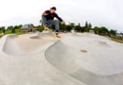 Ollie spine transfer by Randy Ploesser at Grand Forks Skatepark