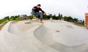 Ollie spine transfer by Randy Ploesser at Grand Forks Skatepark