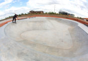 Backside Tail at White Shield Skatepark in North Dakota