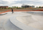 Randy Ploesser feebles the Spohn Ranch Design and Build White Shield Skatepark in North Dakota
