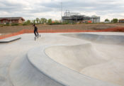 Randy Ploesser feebles the Spohn Ranch Design and Build White Shield Skatepark in North Dakota