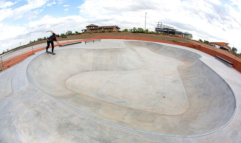 Backside Tail at White Shield Skatepark in North Dakota