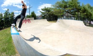 Nico with a solid frontside tailslide at PPB Skatepark in New Jersey