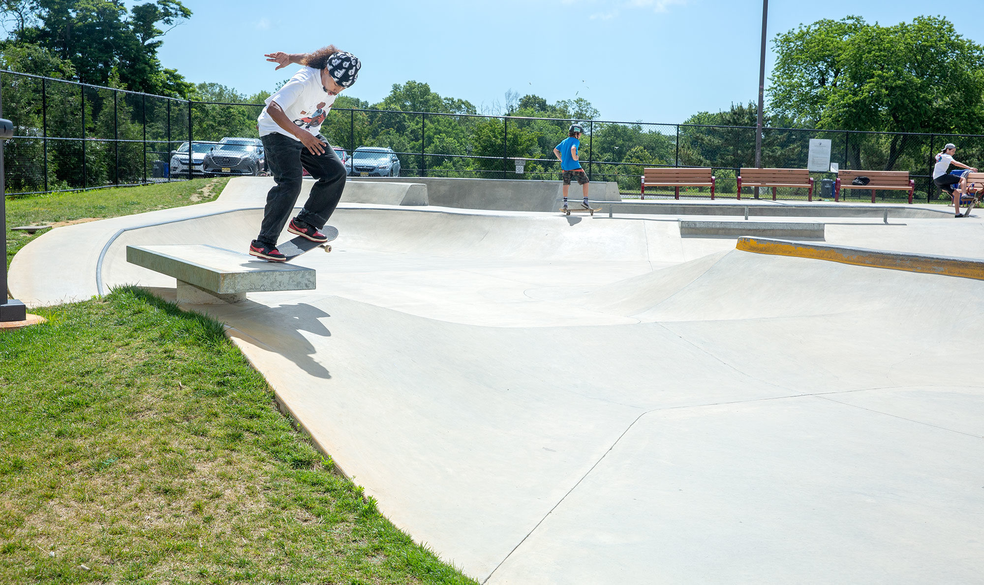 Crooks on the pyramid ledge at Toms River Skatepark