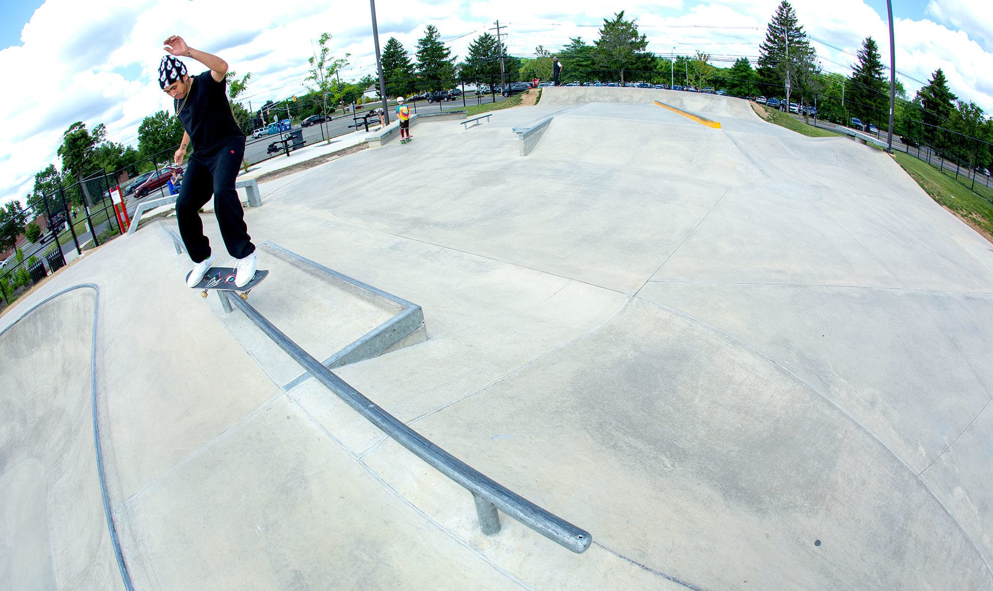 Feeble across the banked ledge at Toms River Skatepark, NJ