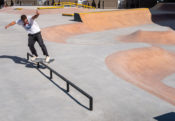 Feeble on the flatbar at Saudi Skatepark in Riyadh designed and built by Spohn Ranch Skateparks