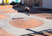 Kickflip over the bump at the Riyadh Skatepark in Saudi by Spohn Ranch Skateparks