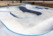 Warming up with a backside 5050 at in the bowl at Union City Skatepark, GA