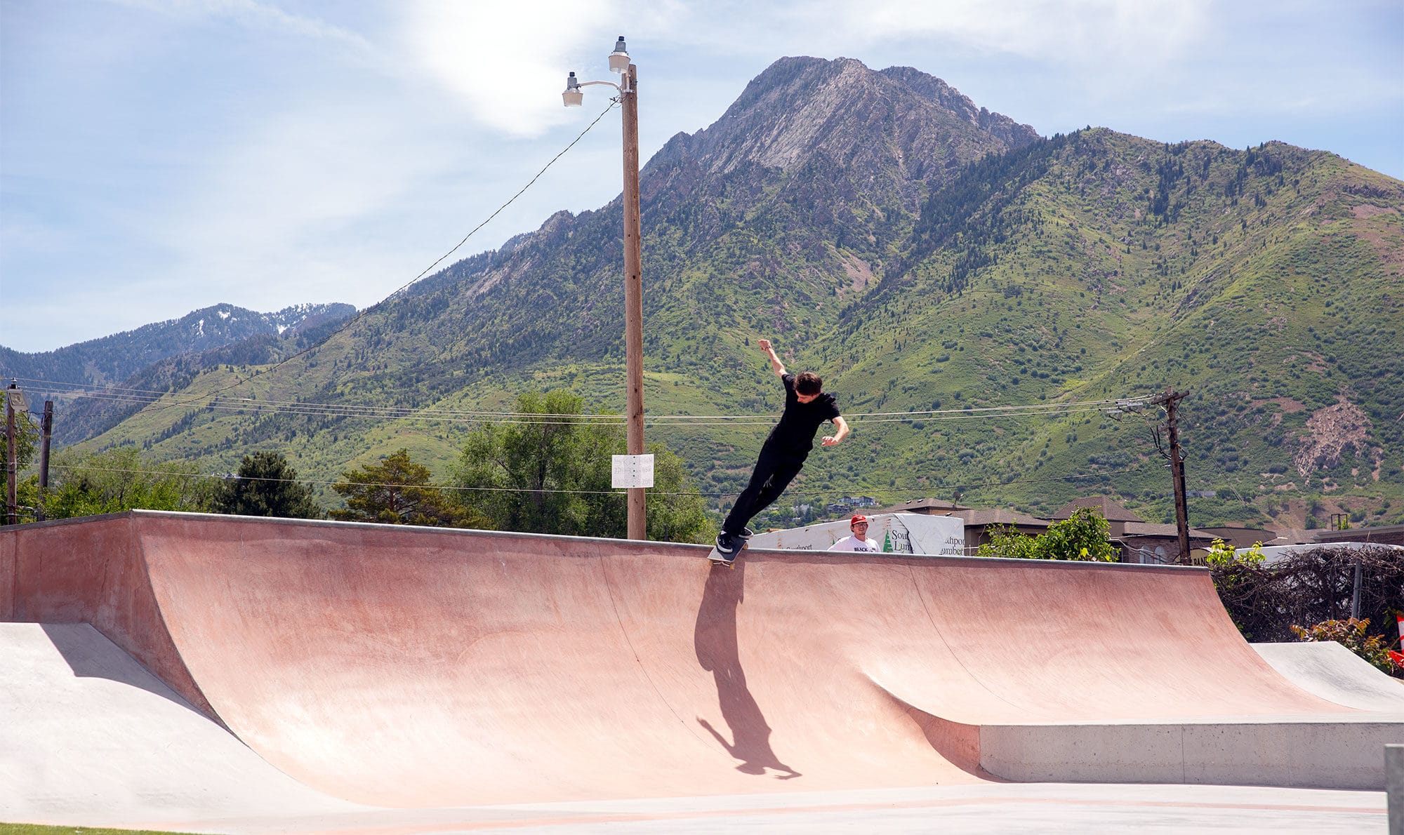 Backsmith on transition at Holladay Skatepark, UT