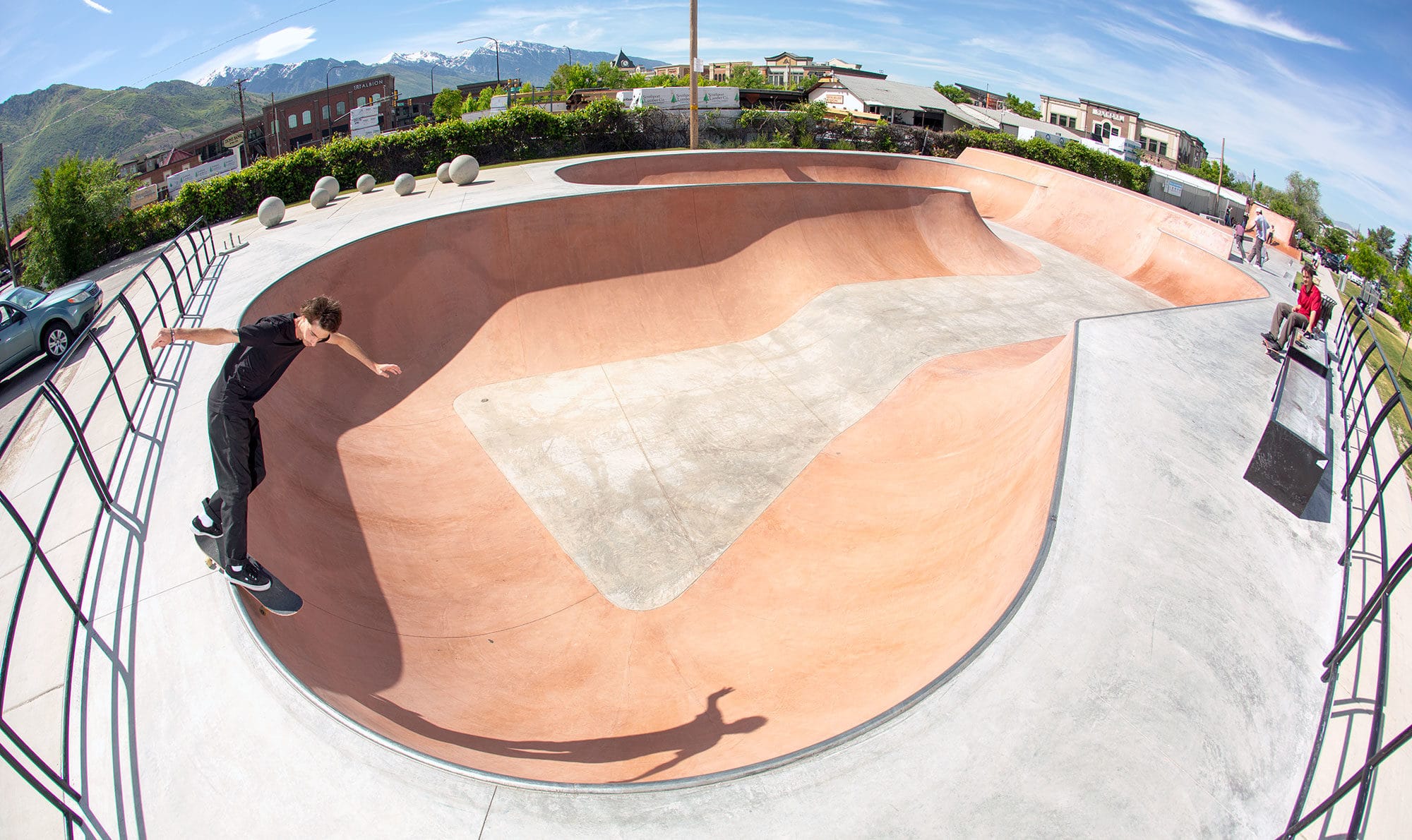 Holladay Skatepark UT bowl with Tyson Bowerbank backsmithi around the corner