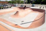 Feeble grind on the spine with Tyson Bowerbank at Holladay Skatepark, UT