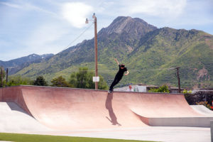 Backsmith on transition at Holladay Skatepark, UT