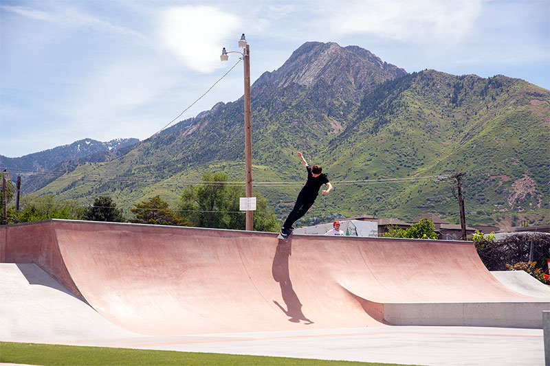 Backsmith on transition at Holladay Skatepark, UT