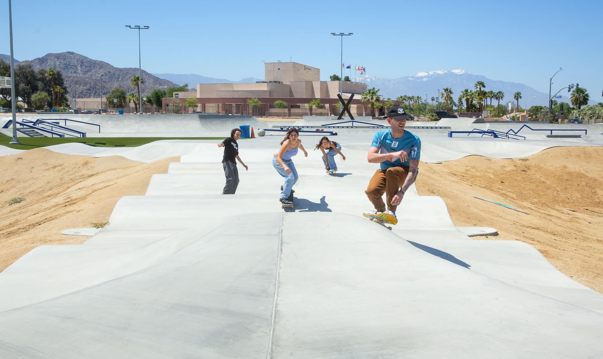 Pumptrack inclusive women men girls boys la Quinta skatepark x park pump track