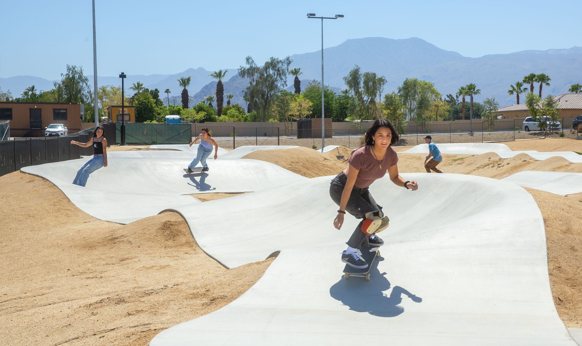 Pumptrack inclusive women men girls boys la Quinta skatepark x park pump track