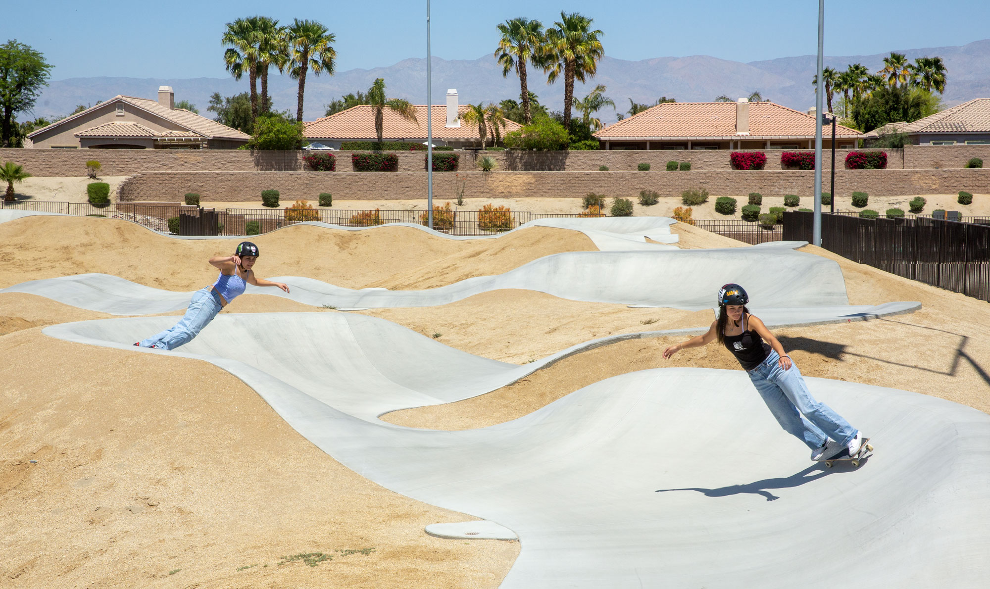 Pumptrack inclusive women men girls boys la Quinta skatepark x park pump track