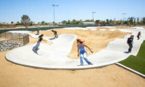 Pumptrack inclusive women men girls boys la Quinta skatepark x park pump track