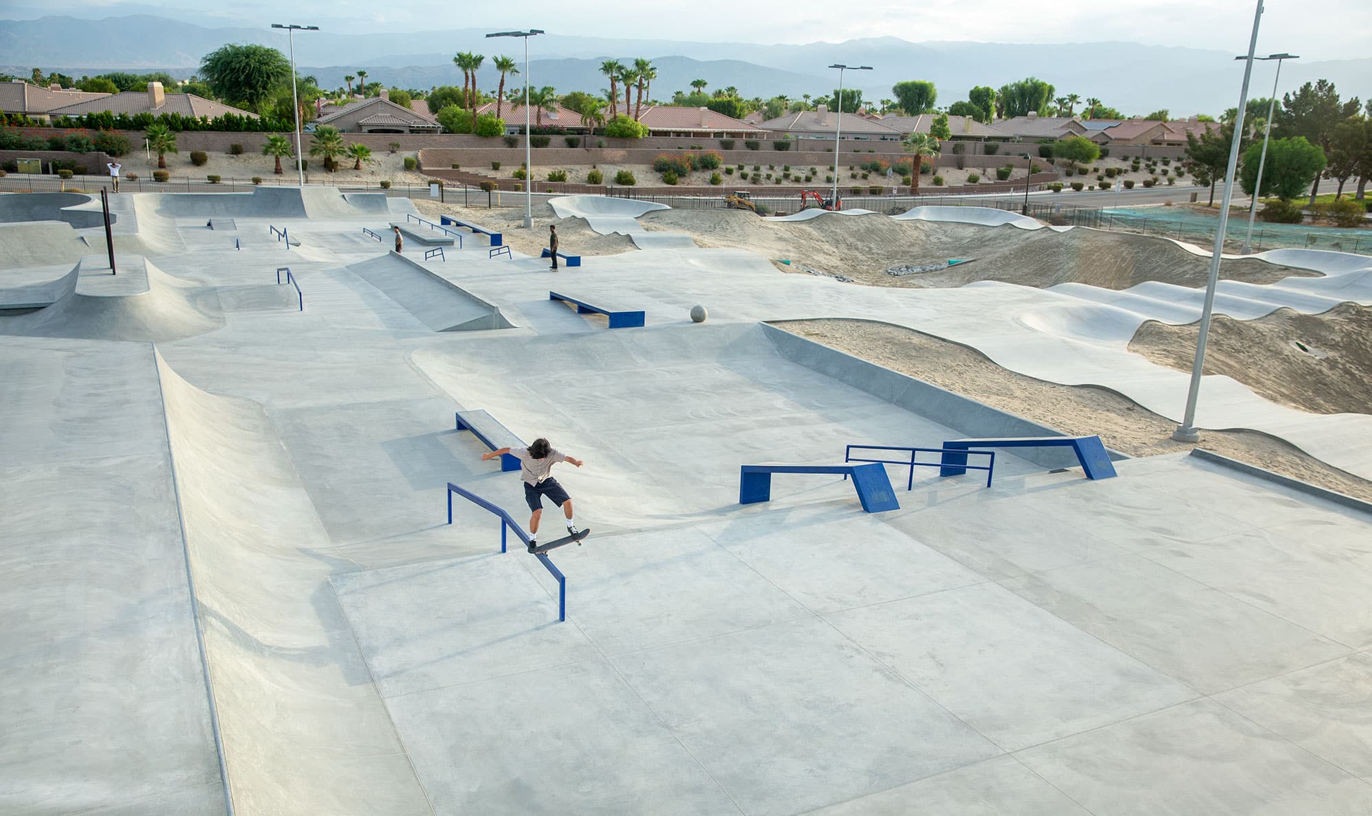 La Quinta X Skatepark huge street section with rails, hubbas, flat bars and slappy curb