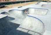 Christian Hosoi handles a rock at the Combi pool in La Quinta, CA