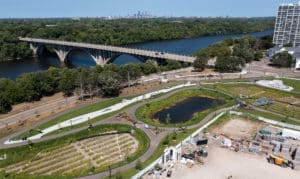 Resting next to the iconic Mississippi River, the Spohn Ranch designed and built skate path at Gateway park