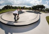 Gateway park in St Paul features a large bowl perfect for skateboarding