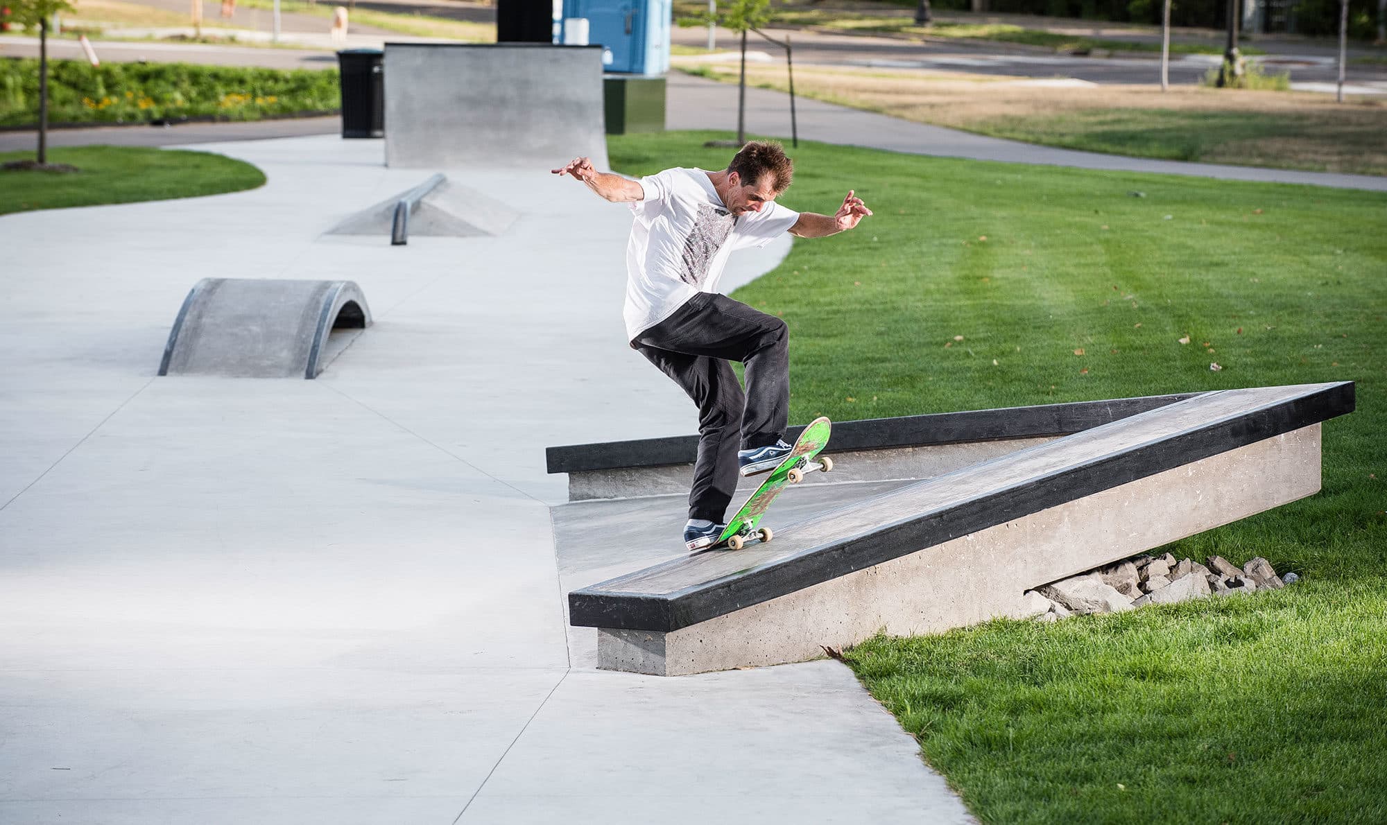 Unique angled ledge at Spohn Ranch designed and built skate path