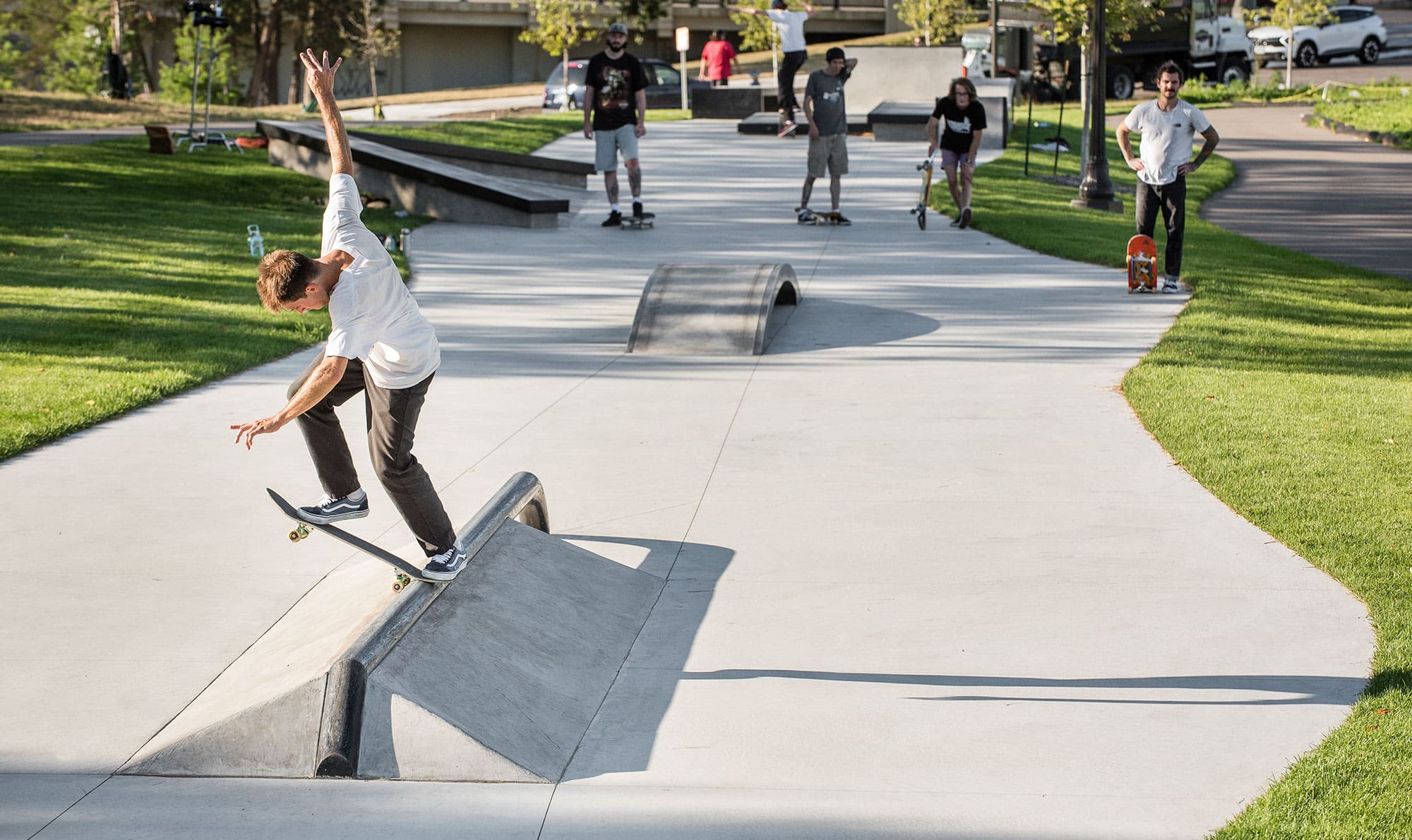 Special skate spots such as the transition into bazooka rail is just one of the many features at Gateway SkatePath