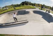 Large bowl for all ages at the Spohn Ranch skate path at Gateway Park, St. Paul