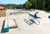 Feeble grind at Belmont NC new skatepark