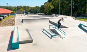 Feeble grind at Belmont NC new skatepark