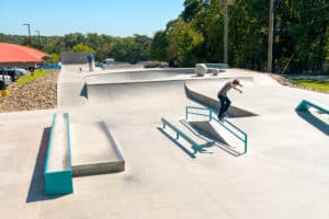 Feeble grind at Belmont NC new skatepark