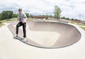 Frontside smith grind at Cullman Alabama Skatepark