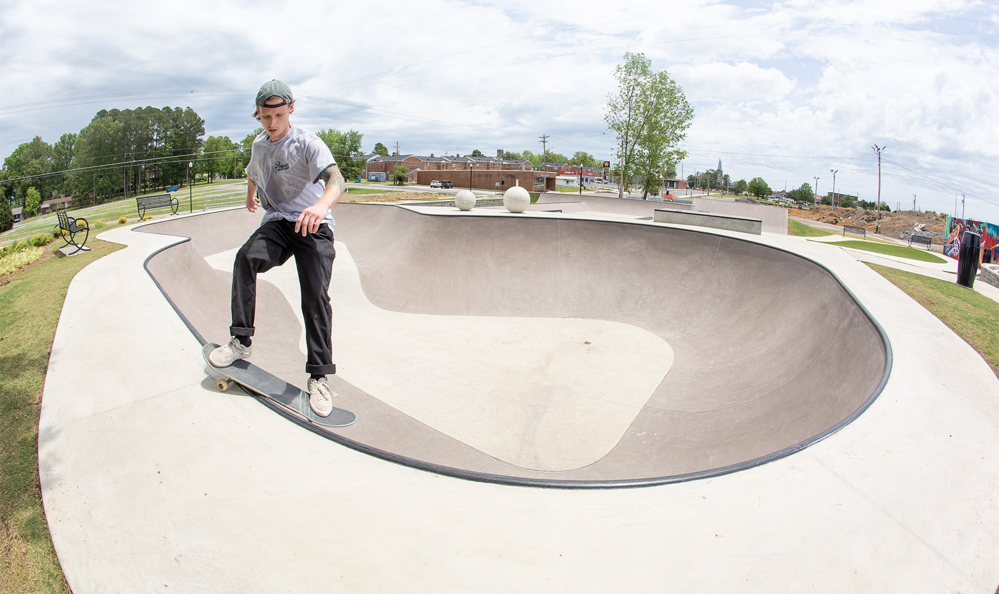 Frontside smith grind at Cullman Alabama Skatepark