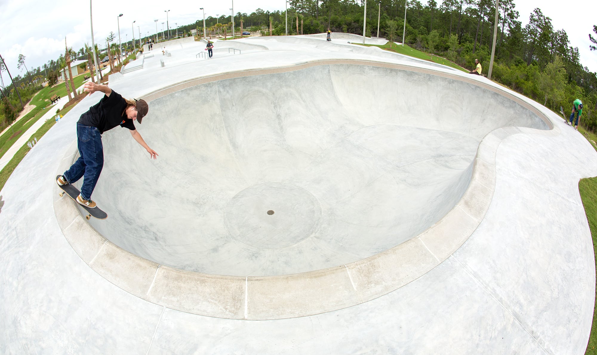 Backsmith on the pool in Panama Beach Florida Skatepark in Bay County by Relief Team Rider and Spohn Ranch Builder