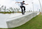 Spohn Ranch built frontcrooks on the hubba at Panama City Skatepark by Relief Skateshop team rider