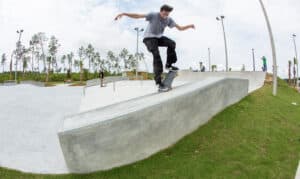 Spohn Ranch built frontcrooks on the hubba at Panama City Skatepark by Relief Skateshop team rider