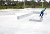 Gap to feeble at Spohn Ranch built skatepark in Bay County Florida in Panama Beach
