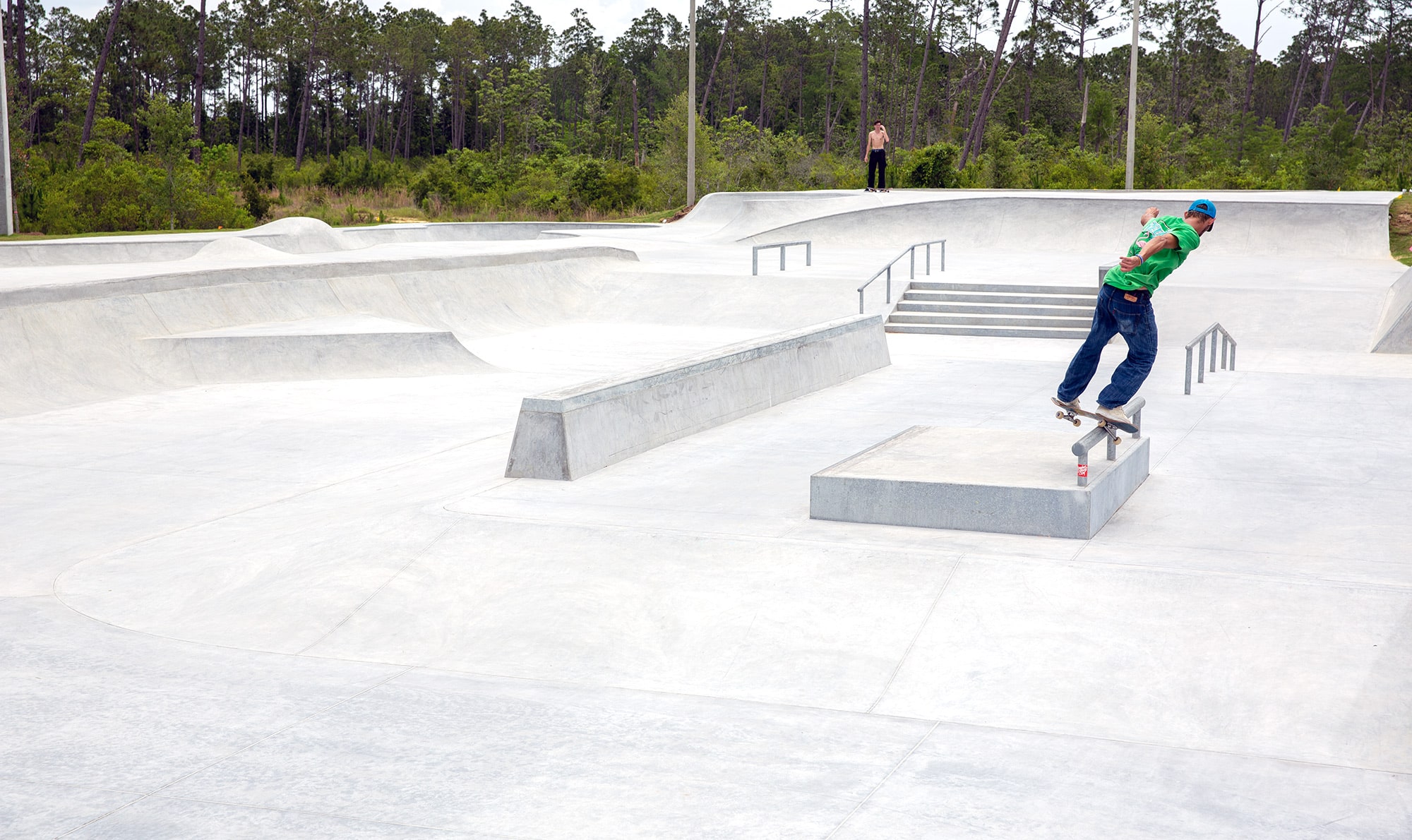 Gap to feeble at Spohn Ranch built skatepark in Bay County Florida in Panama Beach