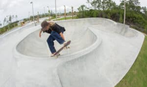 Flowbowl extension fake nosepick at the Panama City Skatepark in Bay County FL by Spohn Ranch