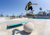 Bump over ball by John Getz at Redondo Beach Skatepark designed and built by Spohn Ranch