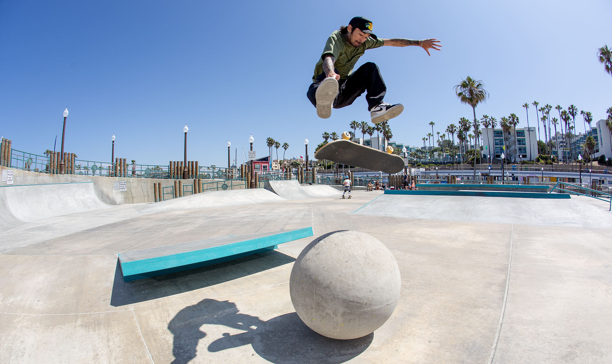 Bump over ball by John Getz at Redondo Beach Skatepark designed and built by Spohn Ranch