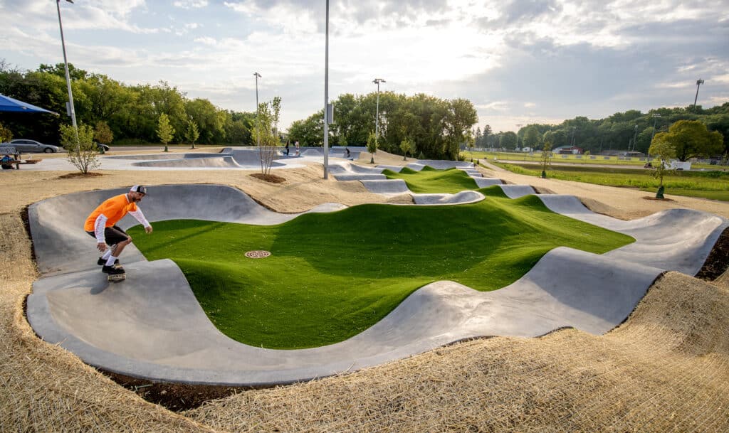 Cottage Grove's incredible pump track designed and built by Spohn Ranch Skateparks