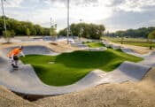 Cottage Grove's incredible pump track designed and built by Spohn Ranch Skateparks